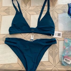 Brand New Blue Sea Solid Cupshe Bikini Set
